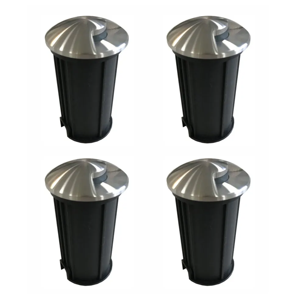 Faretto Rotondo a Led 2W per Esterno in Acciaio Inox, 4 Pezzi - Mayor