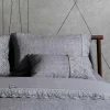 Federa Cuscini Letto in Lino Grigio con Pizzo Sinergia di Lusso Italiano - Stego