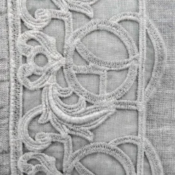 Federa Cuscini Letto in Lino Grigio con Pizzo Sinergia di Lusso Italiano - Stego