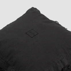 Federa Cuscini Quadrata in Lino Pesante Nero e Laccetti Made in Italy - Matero