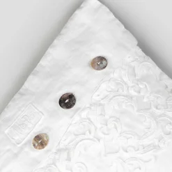 Federa Cuscino Quadrato Bianca con Pizzo e Bottoni Lusso Italiano - Logos