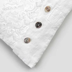 Federa Cuscino Quadrato Bianca con Pizzo e Bottoni Lusso Italiano - Logos