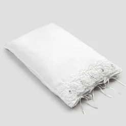 Federa di Lino con Pizzo Bianco per Letto Design di Lusso Made in Italy - Kiss
