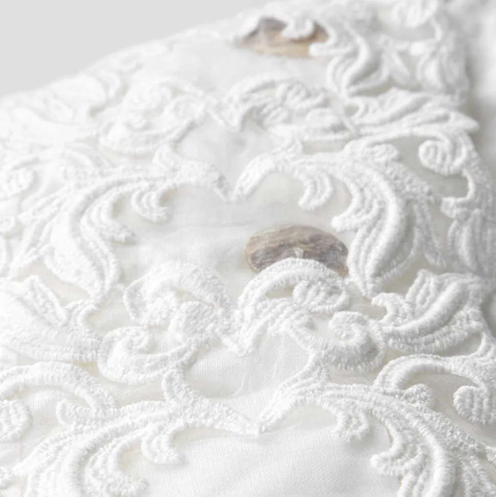 Federa di Lino con Pizzo Bianco per Letto Design di Lusso Made in Italy - Kiss