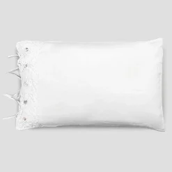 Federa di Lino con Pizzo Bianco per Letto Design di Lusso Made in Italy - Kiss