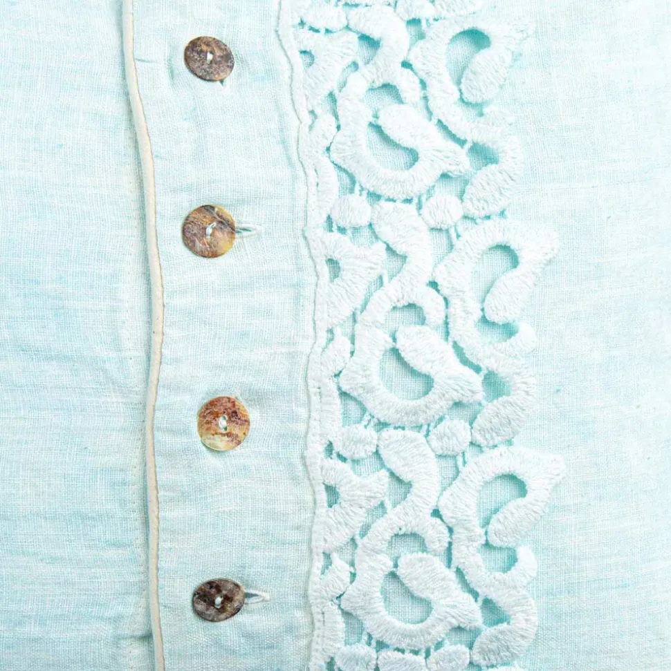 Federa Guanciale in Lino Colorato, Pizzo Poema e Piping Lusso Italiano - Stego