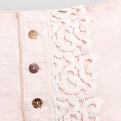 Federa Guanciale in Lino Colorato, Pizzo Poema e Piping Lusso Italiano - Stego