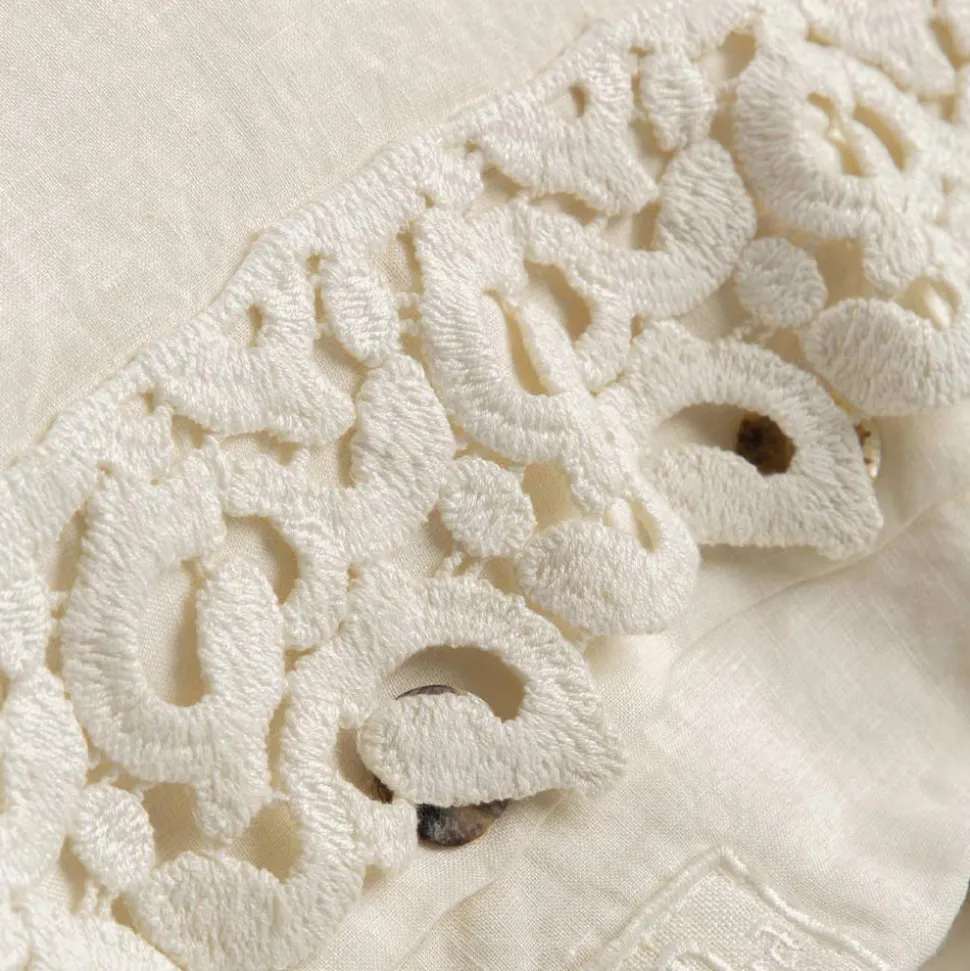 Federa in Lino con Pizzo Poema e Laccetti Burro o Nero Made in Italy - Masone