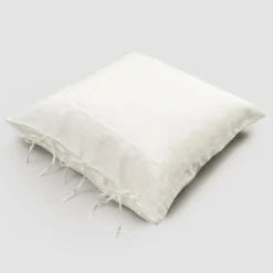 Federa in Lino Leggero Gesso o Retrò con Laccetti Design Quadrato - Prisco