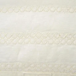 Federa Quadrata in Lino Gesso o Retrò Decoro con Ricamo Sfere e Cornice - Gomito