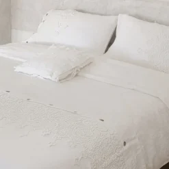 Federa Quadrata in Lino Pesante Bianco e Laccetti Made in Italy - Matero