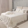 Federa Rettangolare con Pizzo Elegante in Lino Bianco Design da Letto - Gioiano