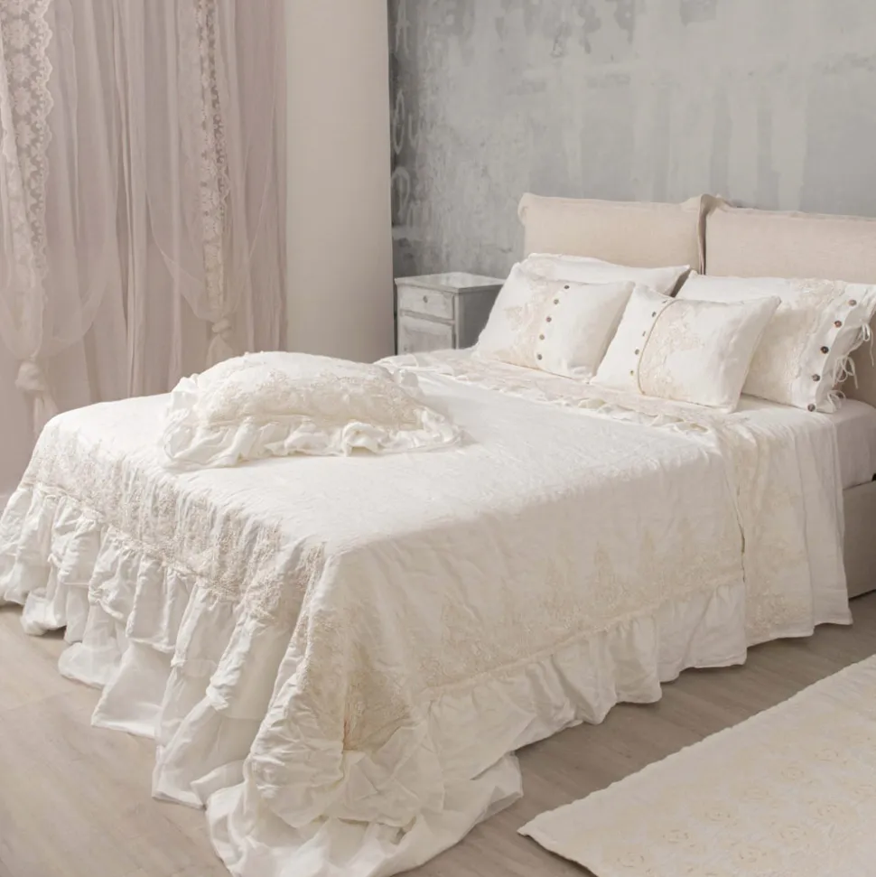 Federa Rettangolare con Pizzo Elegante in Lino Bianco Design da Letto - Gioiano