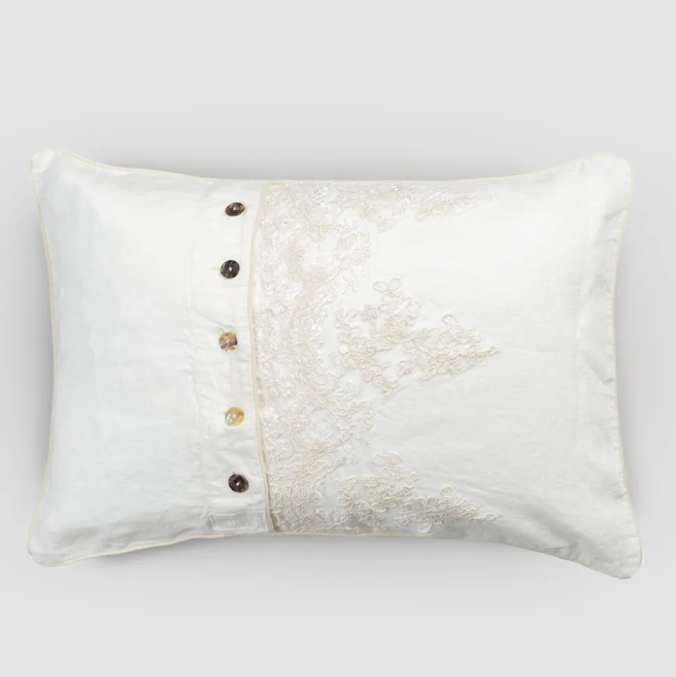 Federa Rettangolare con Pizzo Elegante in Lino Bianco Design da Letto - Gioiano