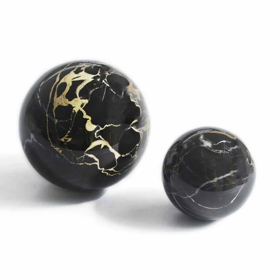Fermacarte a Sfera in Marmo Nero Portoro Lucido Qualità Made in Italy- Sphere