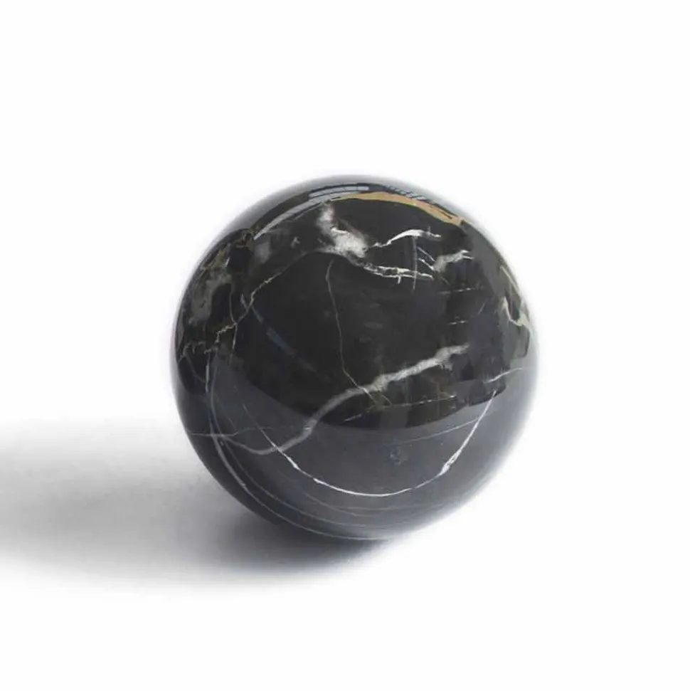 Fermacarte a Sfera in Marmo Nero Portoro Lucido Qualità Made in Italy- Sphere