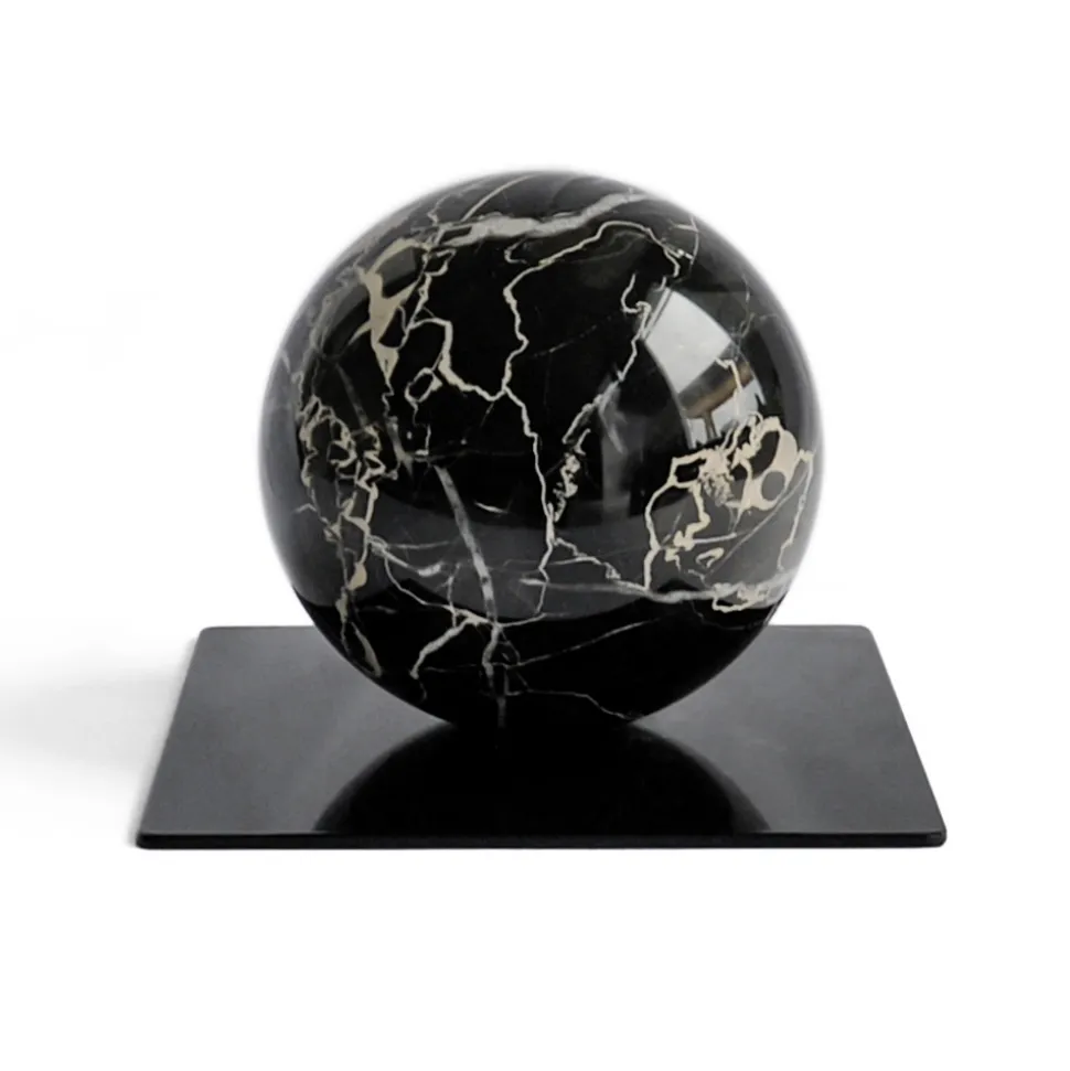 Fermacarte in Metallo con Sfera in Marmo Made in Italy - Watari