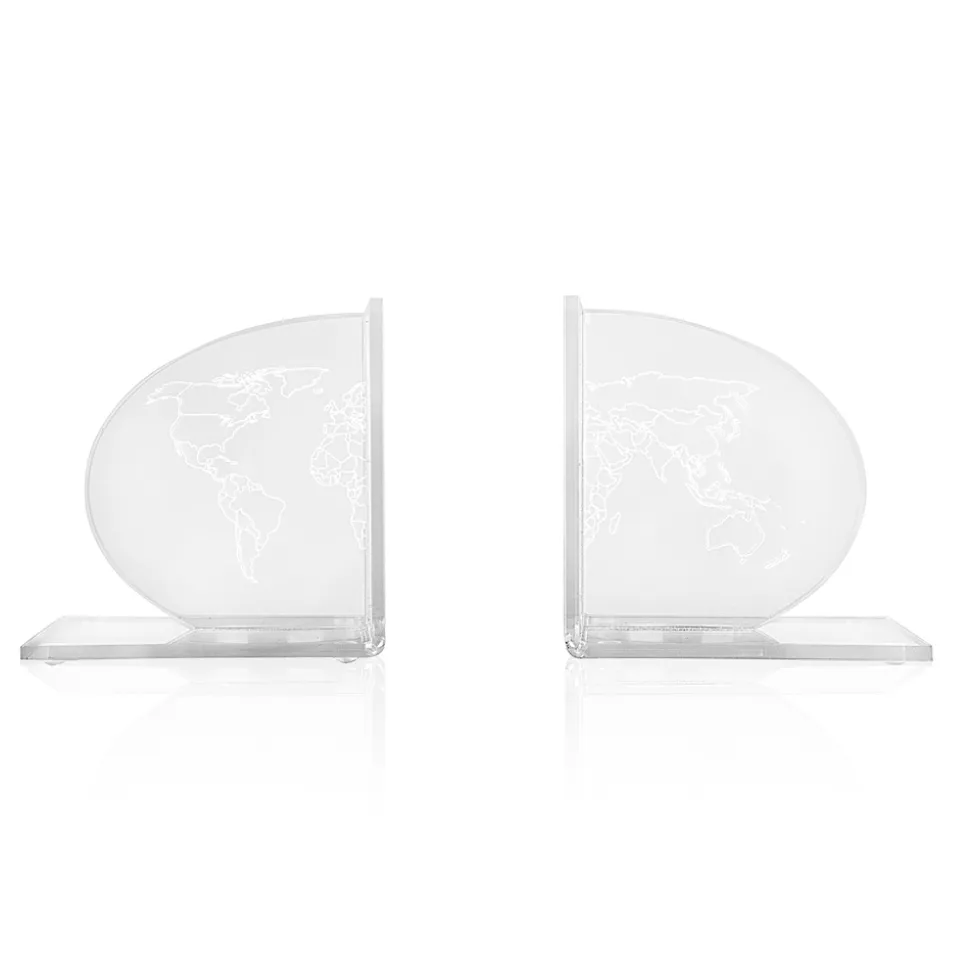 Fermalibri in Plexiglass Trasparente Design con Mappa di Design - Aretone