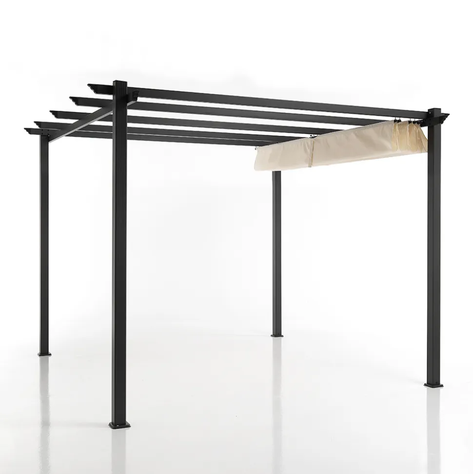 Gazebo in Alluminio Verniciato a Polveri Epossidiche e Telo Scorrevole - Manger