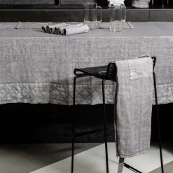 Grembiule da Cucina in Lino Grigio Antracite Modello Basso con Taschino - Flick