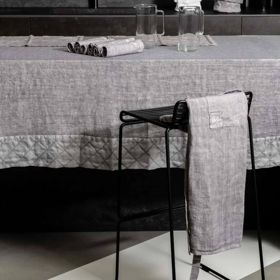 Grembiule da Cucina in Lino Grigio Antracite Modello Basso con Taschino - Flick