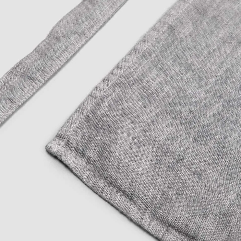 Grembiule da Cucina in Lino Grigio Antracite Modello Basso con Taschino - Flick