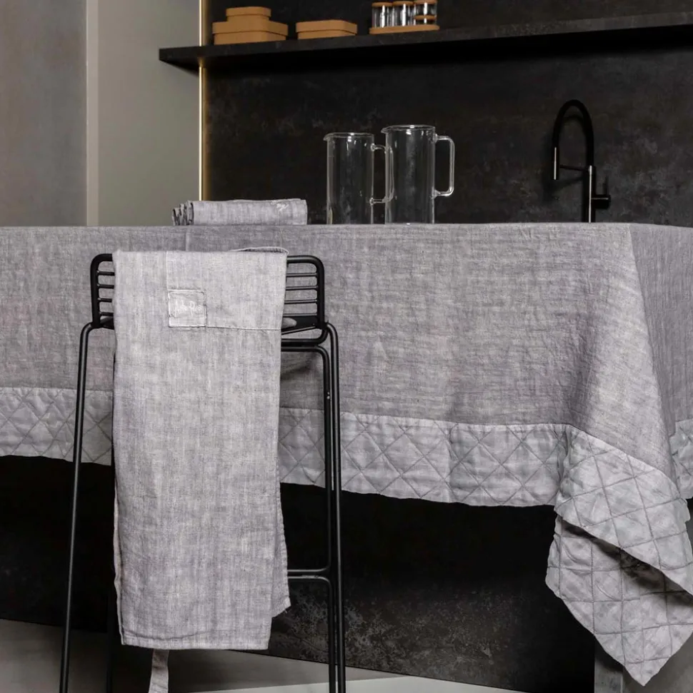 Grembiule da Cucina in Lino Grigio Antracite Modello Basso con Taschino - Flick