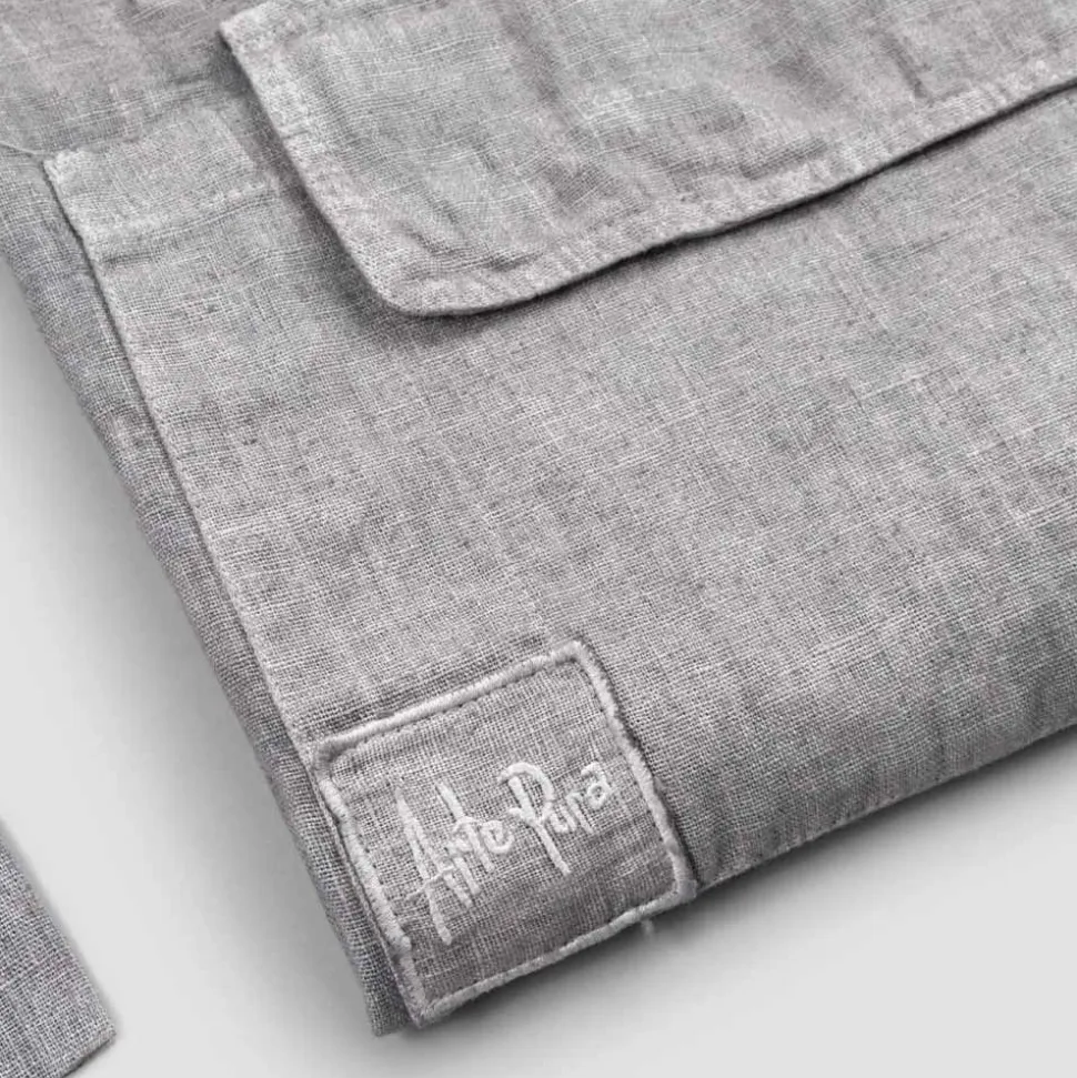 Grembiule da Cucina in Lino Grigio Antracite Modello Basso con Taschino - Flick