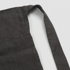 Grembiule da Cucina Lino Nero con Cristalli Modello Basso con Taschino - Click