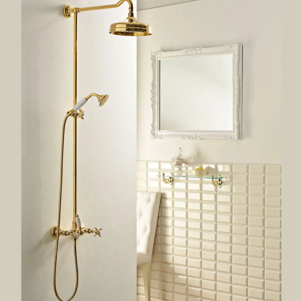 Gruppo Doccia con Saliscendi in Ottone VIntage, Made in Italy – Katerina