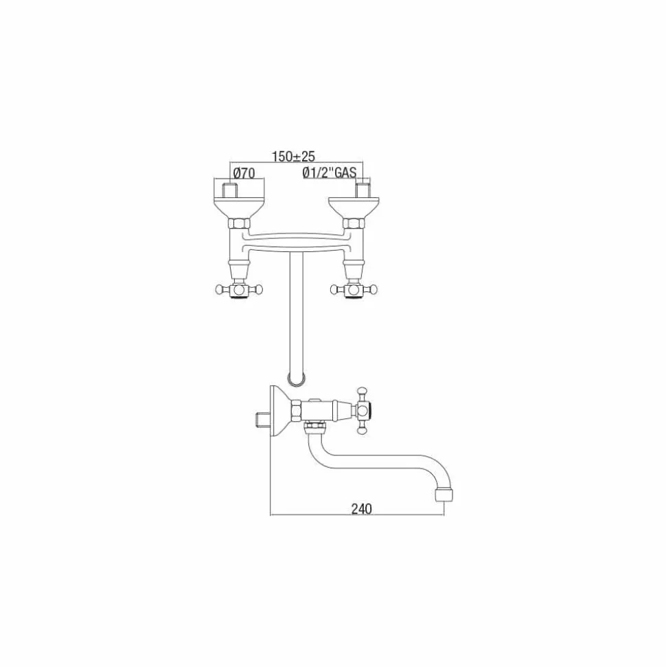 Gruppo per Lavabo Cucina da Parete in Ottone Orientabile Made in Italy - Colmo