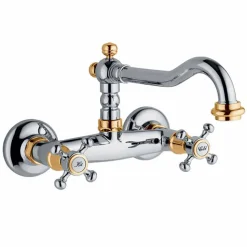 Gruppo Stile Classico per Lavabo Cucina a Parete in Ottone Made in Italy - Limo