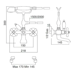 Gruppo Vasca da Bagno con Doccetta in Ottone Artigianale - Ercolina