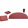 Insieme di 5 Accessori per Scrivania Ufficio in Cuoio, Made in Italy - Medea