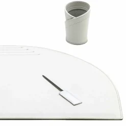 Insieme di 5 Accessori per Scrivania Ufficio in Cuoio, Made in Italy - Medea