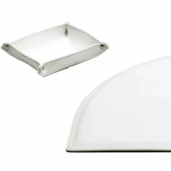 Insieme di 5 Accessori per Scrivania Ufficio in Cuoio, Made in Italy - Medea