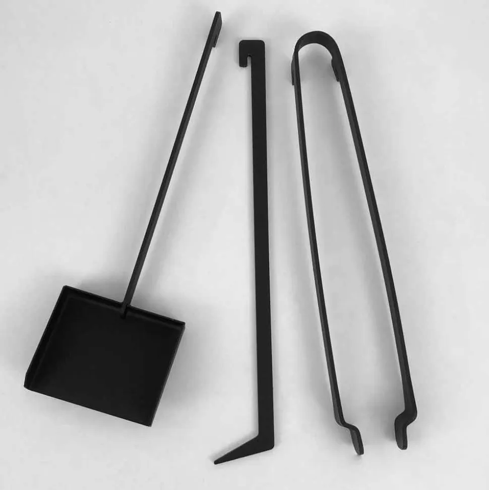 Insieme di Strumenti di Design per Camino in Acciaio Nero Made in Italy - Ostro