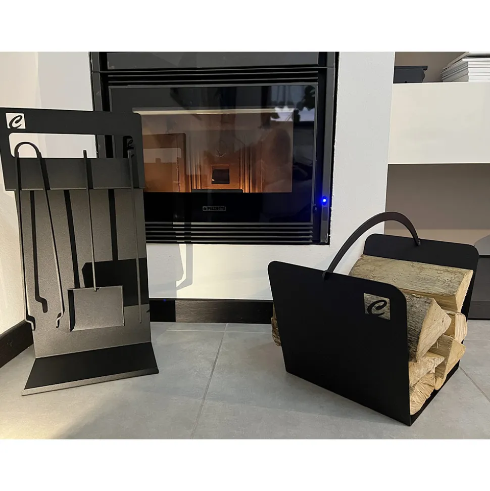 Insieme di Strumenti di Design per Camino in Acciaio Nero Made in Italy - Ostro