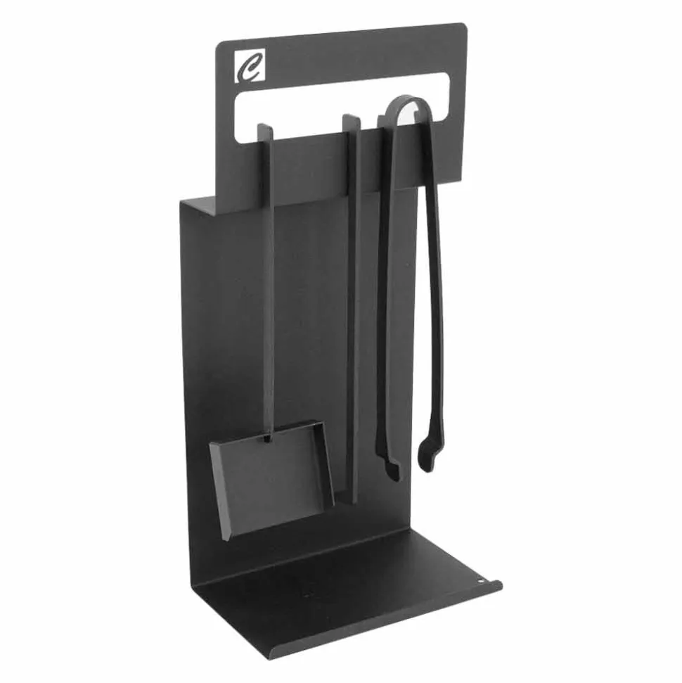 Insieme di Strumenti di Design per Camino in Acciaio Nero Made in Italy - Ostro