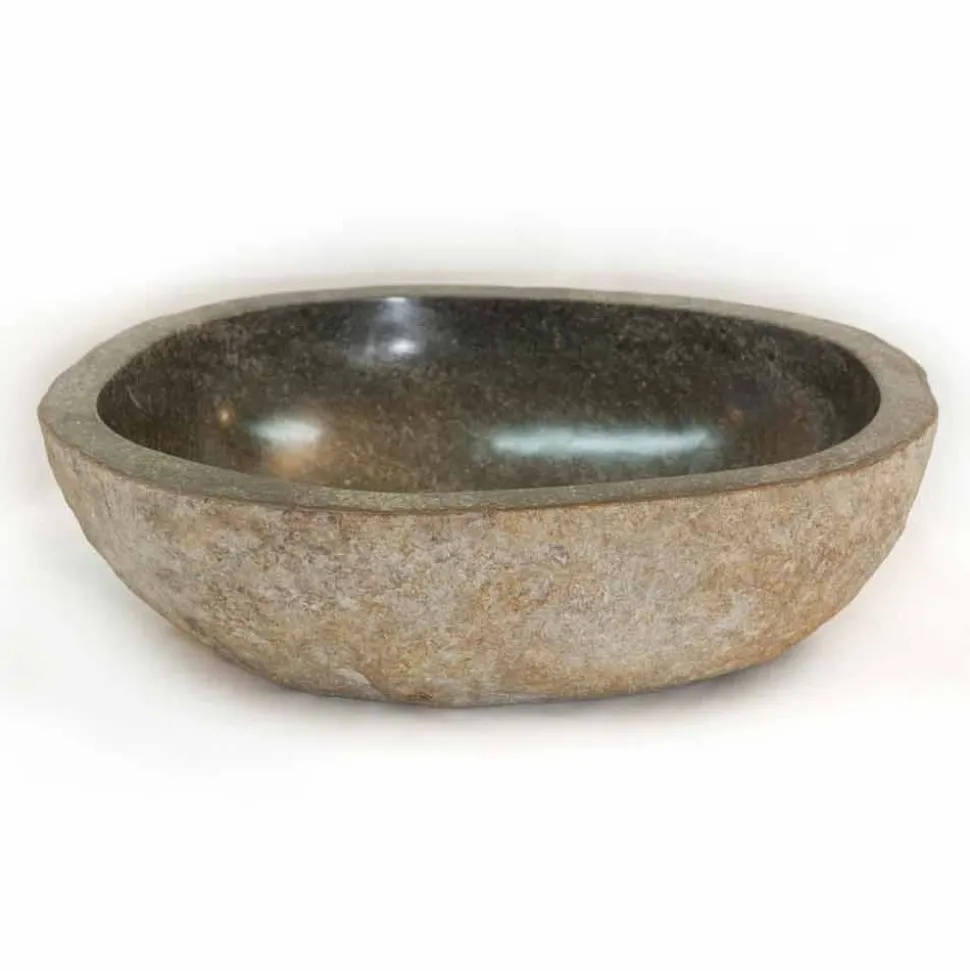 Kai lavabo da appoggio in pietra naturale River Stone, pezzo unico