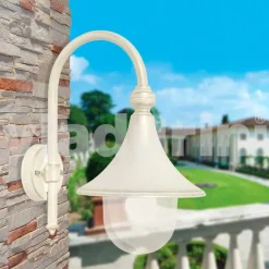Lampada a muro da giardino in alluminio bianco made in Italy, Anusca