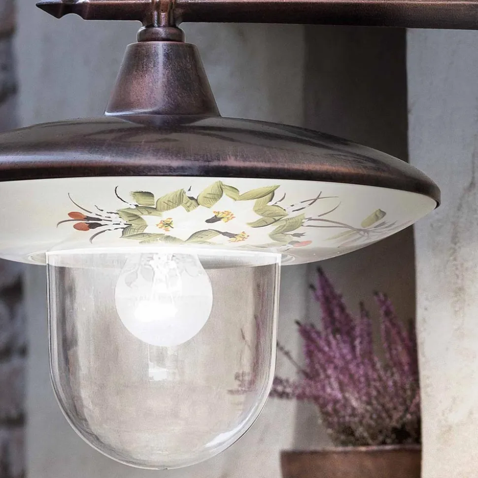 Lampada a Muro Giardino in Alluminio Nero Fiori Dipinti a Mano - Latina