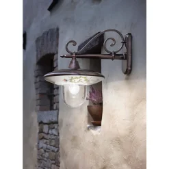 Lampada a Muro Giardino in Alluminio Nero Fiori Dipinti a Mano - Latina