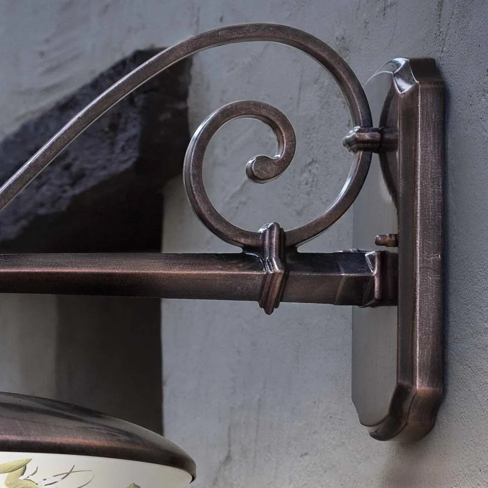 Lampada a Muro Giardino in Alluminio Nero Fiori Dipinti a Mano - Latina