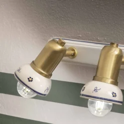 Lampada a Muro Lineare 3 Faretti in Ottone e Ceramica Artigianale - Savona