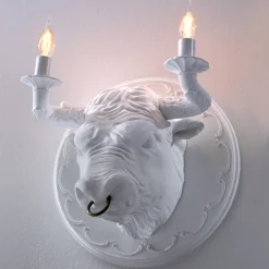 Lampada a Parete a 2 Luci in Ceramica Design a Forma di Toro - Marrena