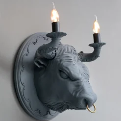 Lampada a Parete a 2 Luci in Ceramica Design a Forma di Toro - Marrena