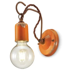 Lampada a Parete Artigianale Industriale in Ferro e Ceramica - Vintage