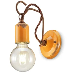 Lampada a Parete Artigianale Industriale in Ferro e Ceramica - Vintage