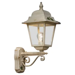 Lampada a Parete in Alluminio Bianco e Decoro Dipinto a Mano - Gorizia